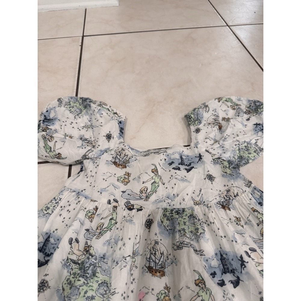 Disney Janie and Jack Girls Size 7 Dress Tinker Bell Fairy Print Puff Sleeves - Picture 8 of 11